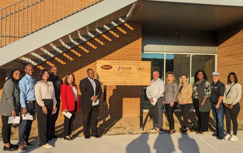 Peterbilt dignitaries with Calhoun Middle School administration representatives