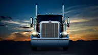 Peterbilt 589 On-Highway Front Shot Against Sunset - Thumbnail