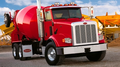 Peterbilt Model 365 Vocational Red Truck with Red Concrete Mixer Body Isolated - Thumbnail