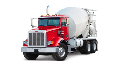 Peterbilt Model 365 Vocational Red Truck with White Concrete Mixer Body Isolated - Thumbnail